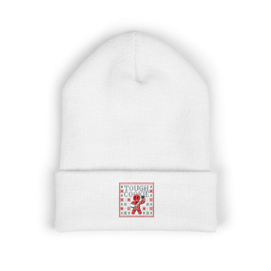 Tough Cookie - Embroidered Cuffed Beanie — Motivational Knit Hat