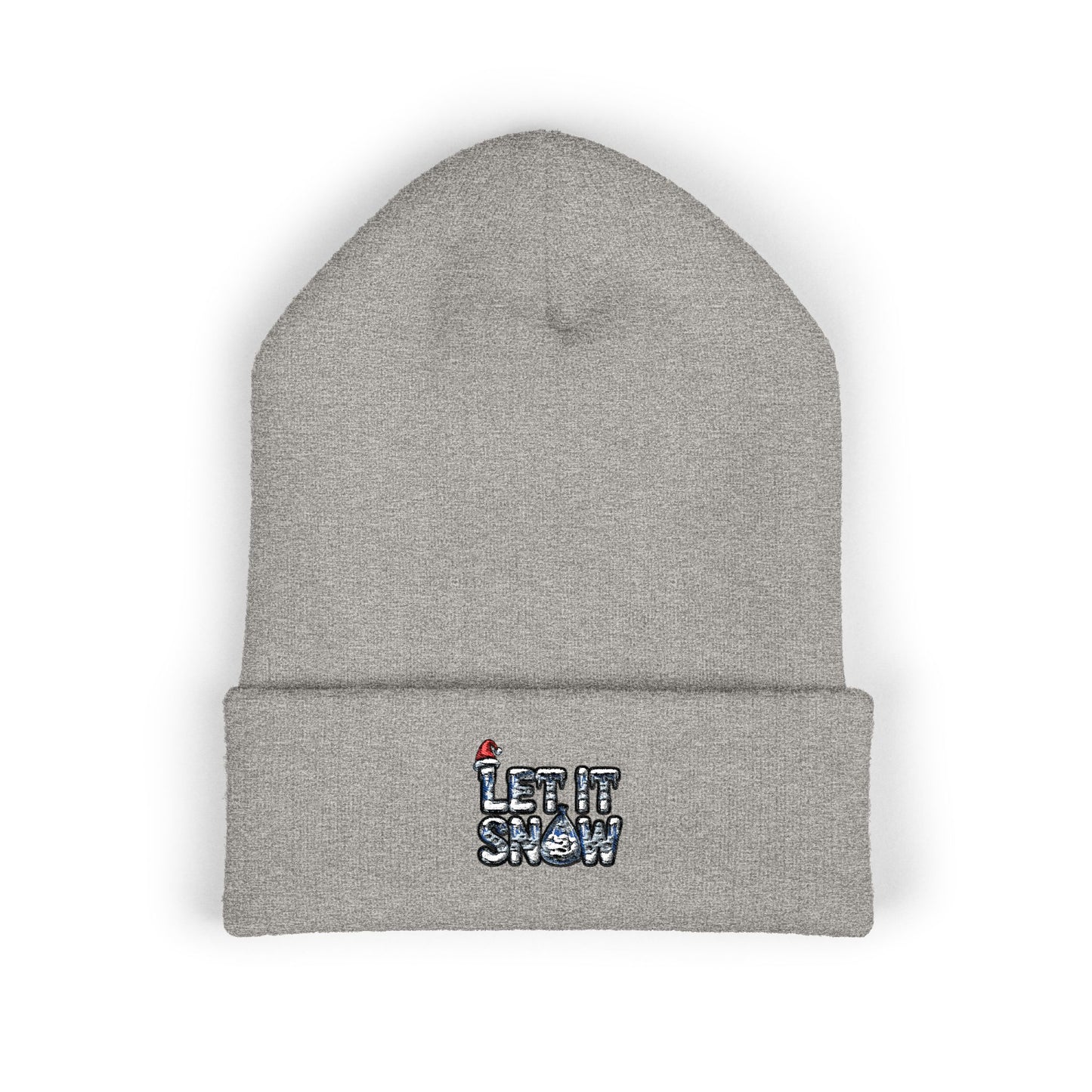 Let it Snow - Embroidered Cuffed Beanie — Motivational Knit Hat