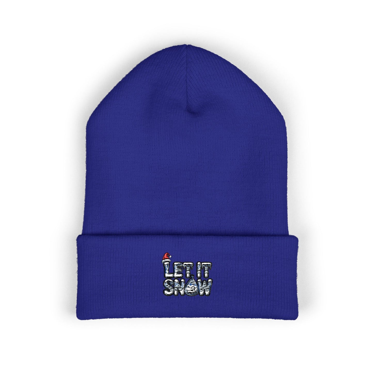 Let it Snow - Embroidered Cuffed Beanie — Motivational Knit Hat