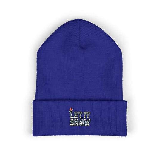 Let it Snow - Embroidered Cuffed Beanie — Motivational Knit Hat