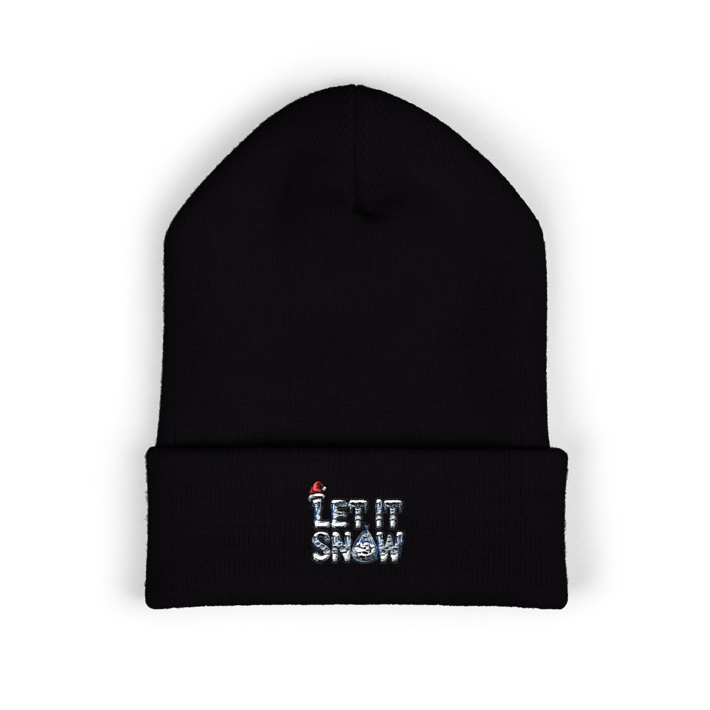 Let it Snow - Embroidered Cuffed Beanie — Motivational Knit Hat