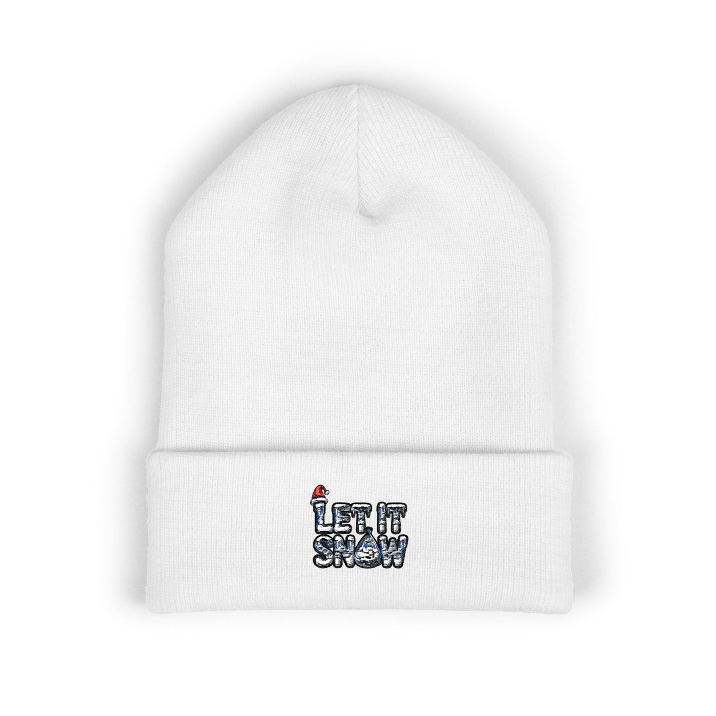Let it Snow - Embroidered Cuffed Beanie — Motivational Knit Hat