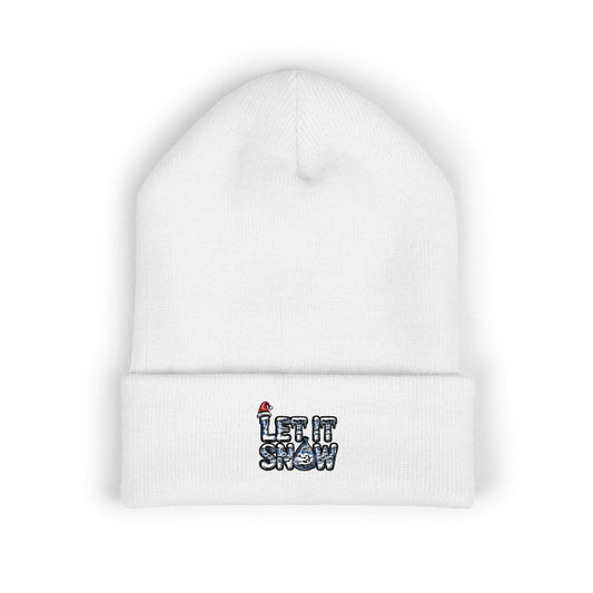 Let it Snow - Embroidered Cuffed Beanie — Motivational Knit Hat