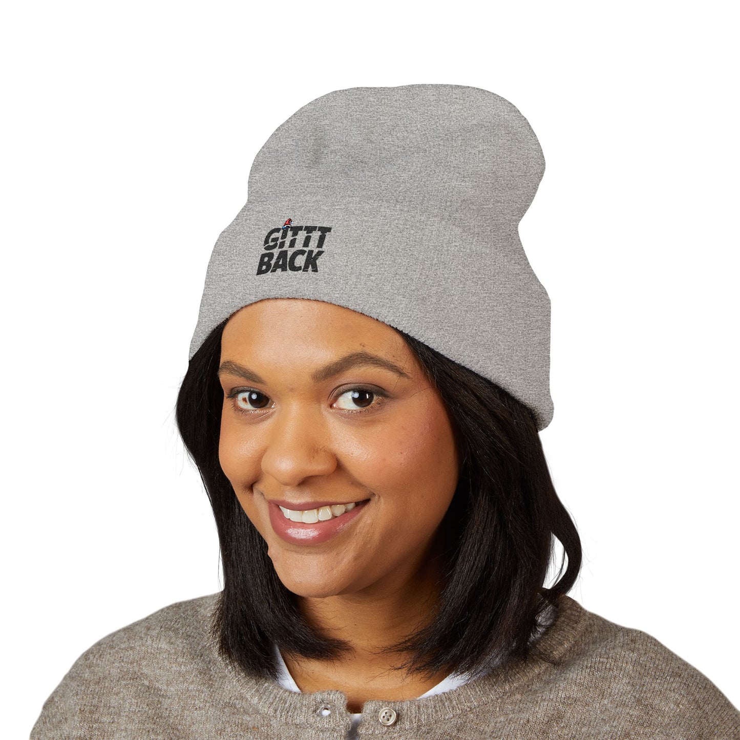 GITTT BACK - Embroidered Cuffed Beanie — Motivational Knit Hat