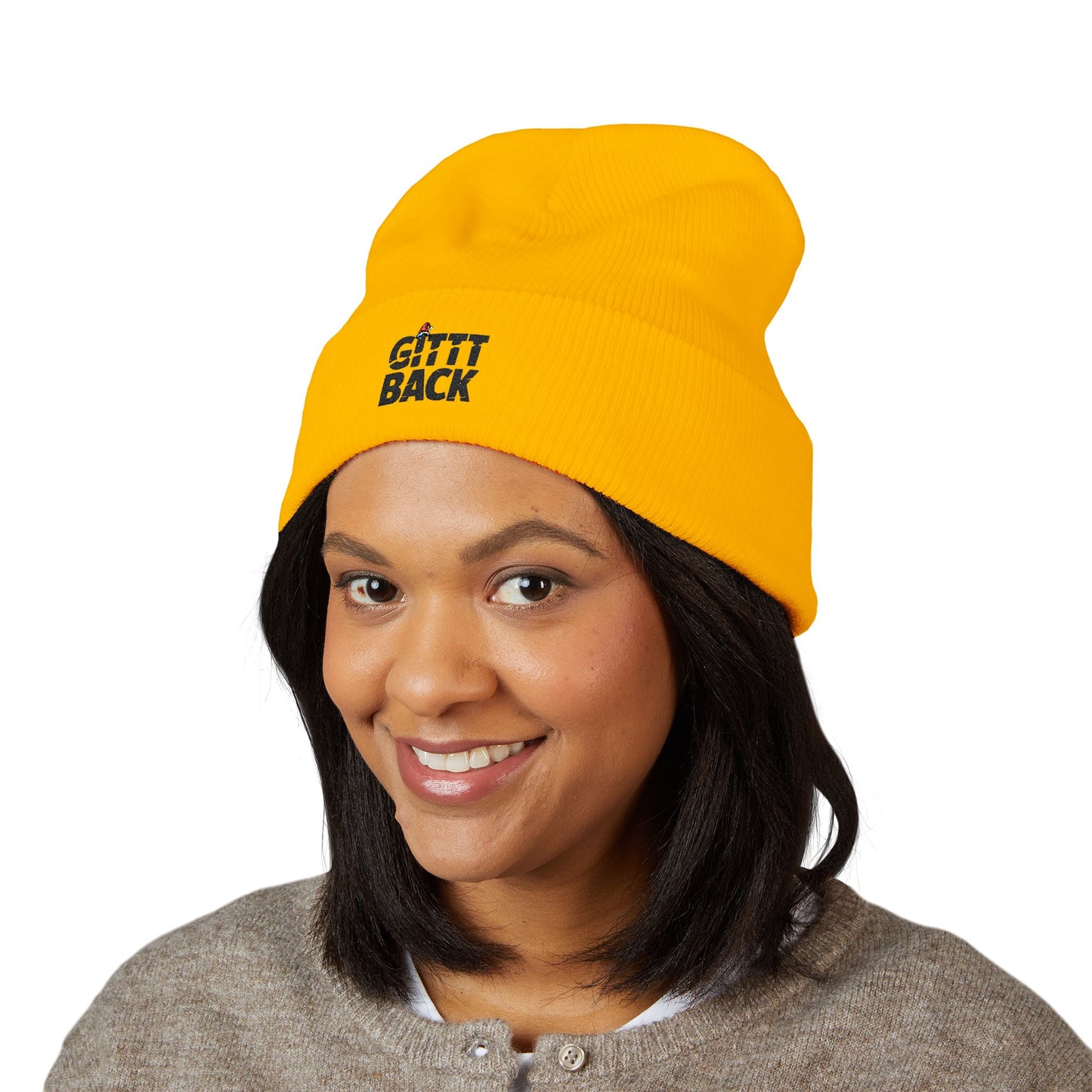 GITTT BACK - Embroidered Cuffed Beanie — Motivational Knit Hat