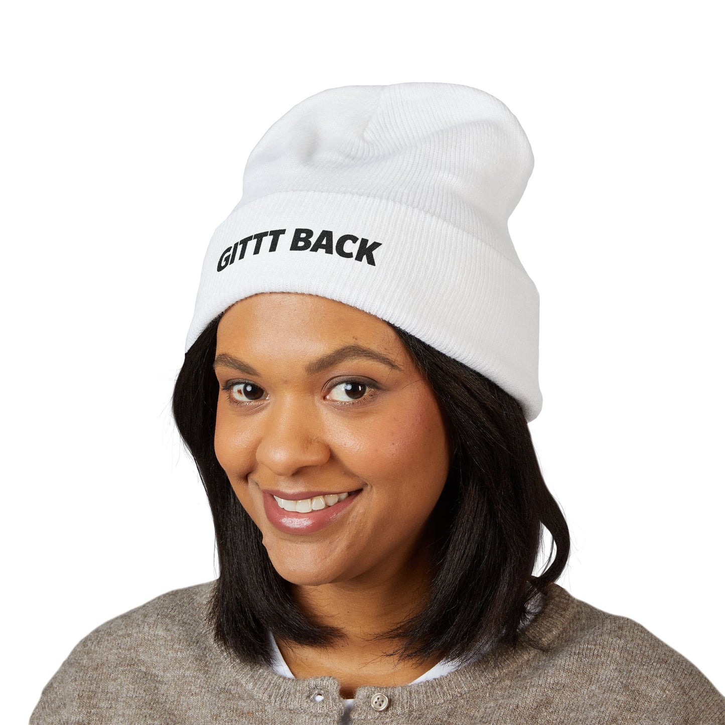 GITTT BACK - Embroidered Cuffed Beanie — Motivational Knit Hat