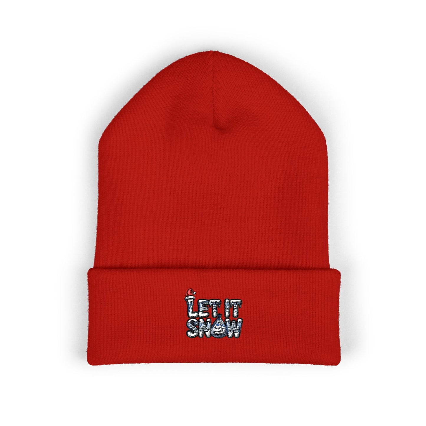 Let it Snow - Embroidered Cuffed Beanie — Motivational Knit Hat