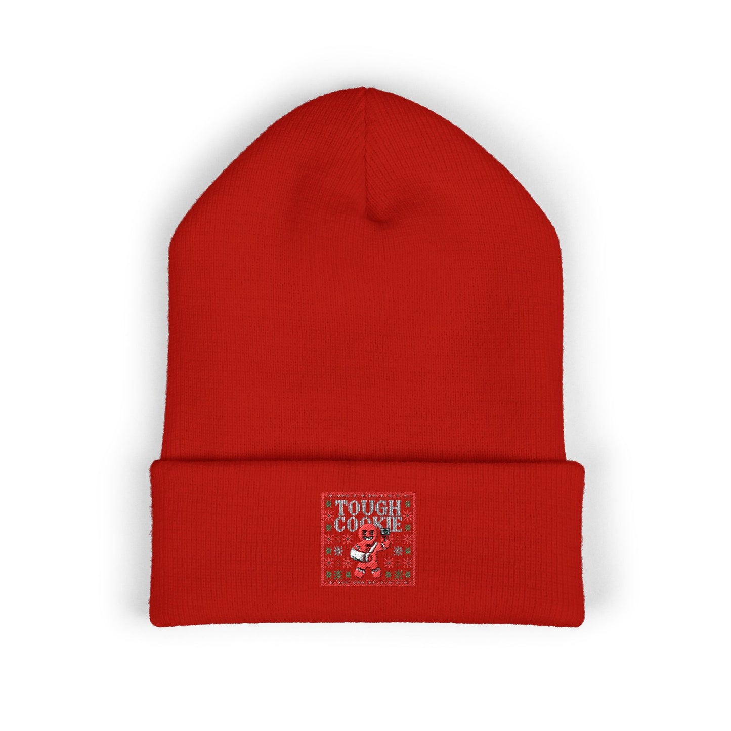 Tough Cookie - Embroidered Cuffed Beanie — Motivational Knit Hat