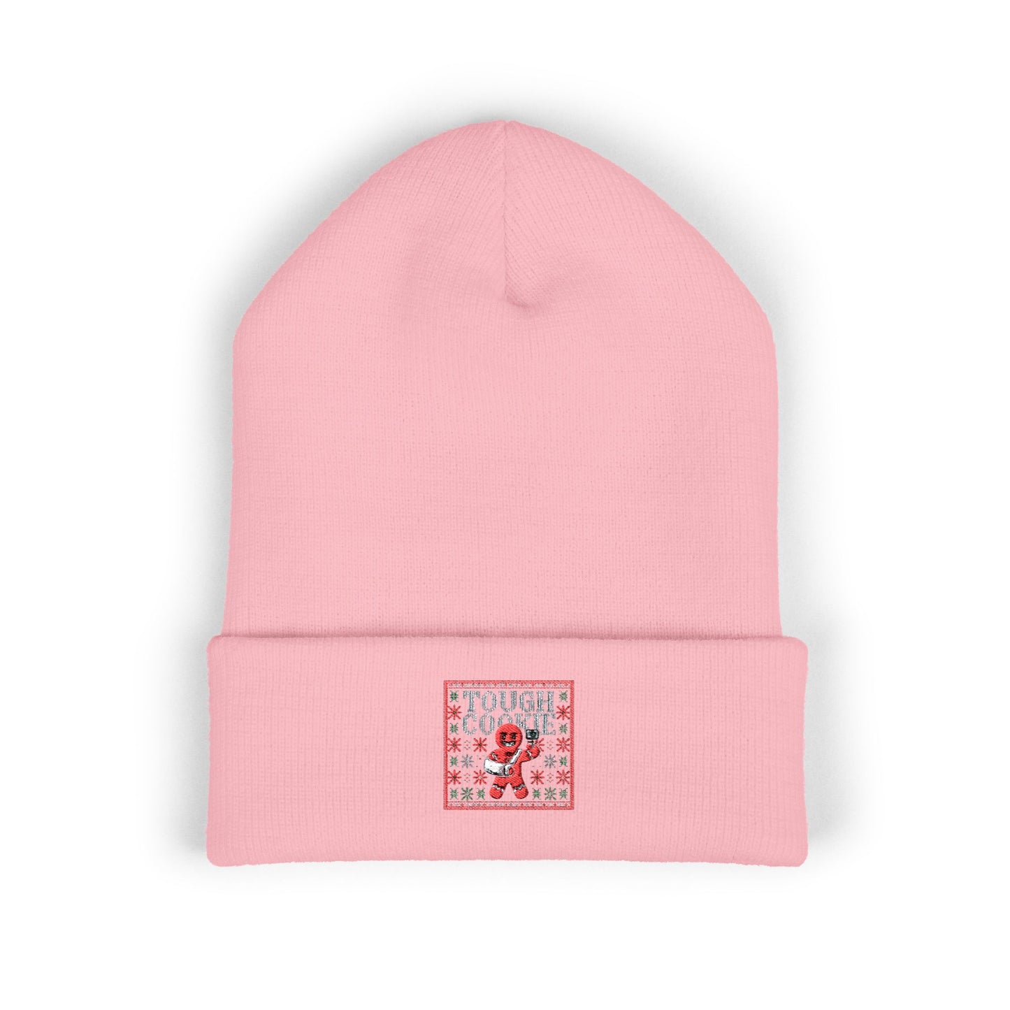 Tough Cookie - Embroidered Cuffed Beanie — Motivational Knit Hat