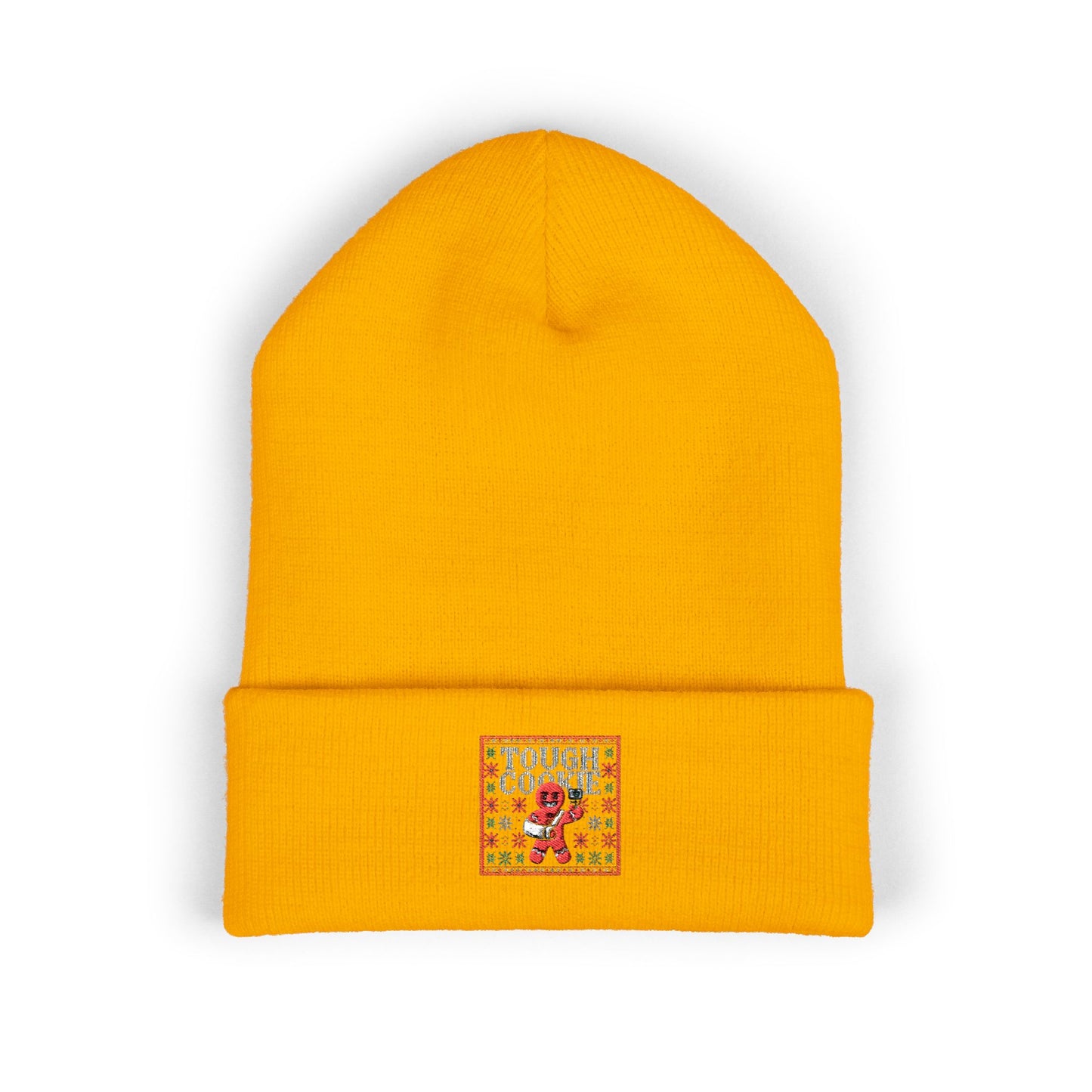 Tough Cookie - Embroidered Cuffed Beanie — Motivational Knit Hat