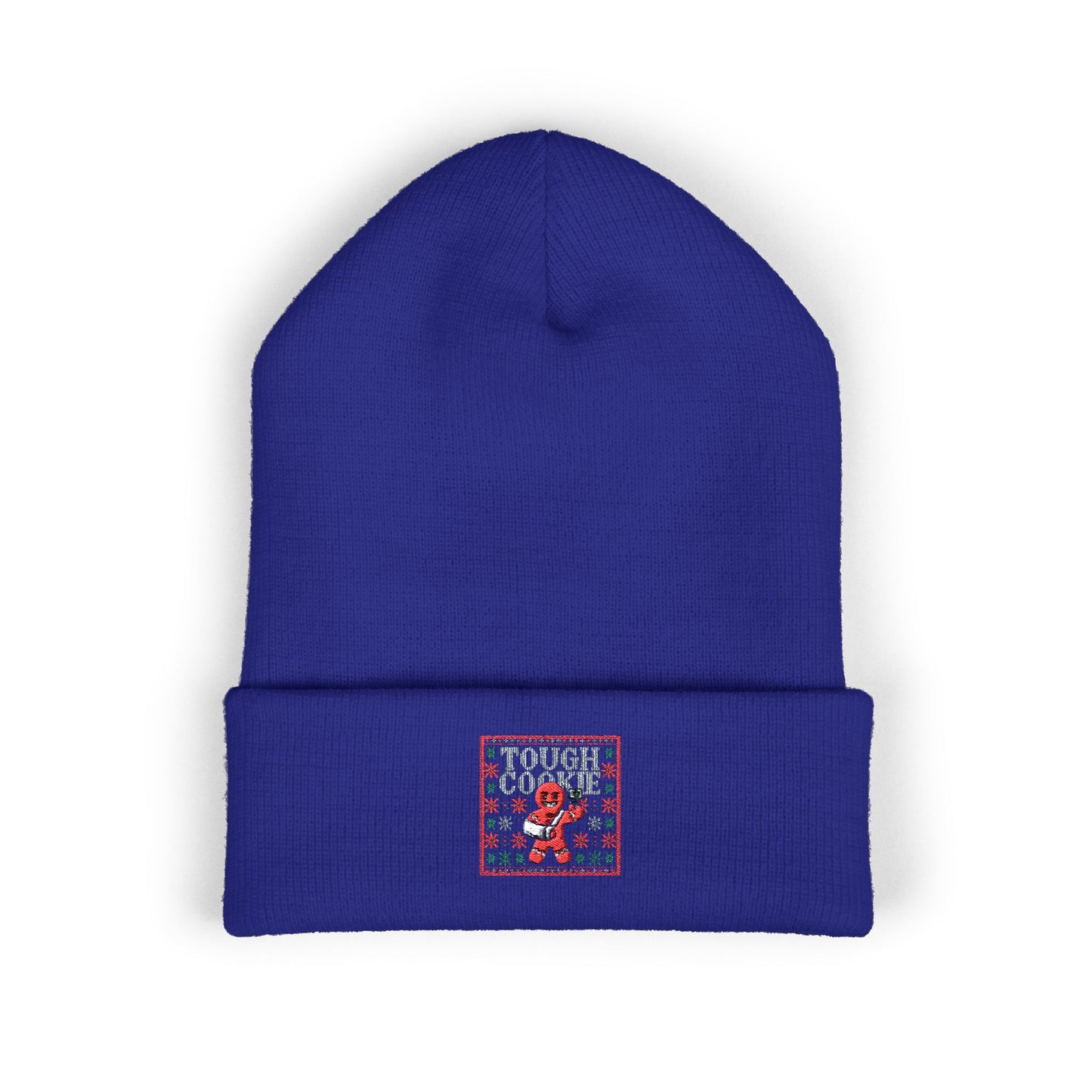 Tough Cookie - Embroidered Cuffed Beanie — Motivational Knit Hat