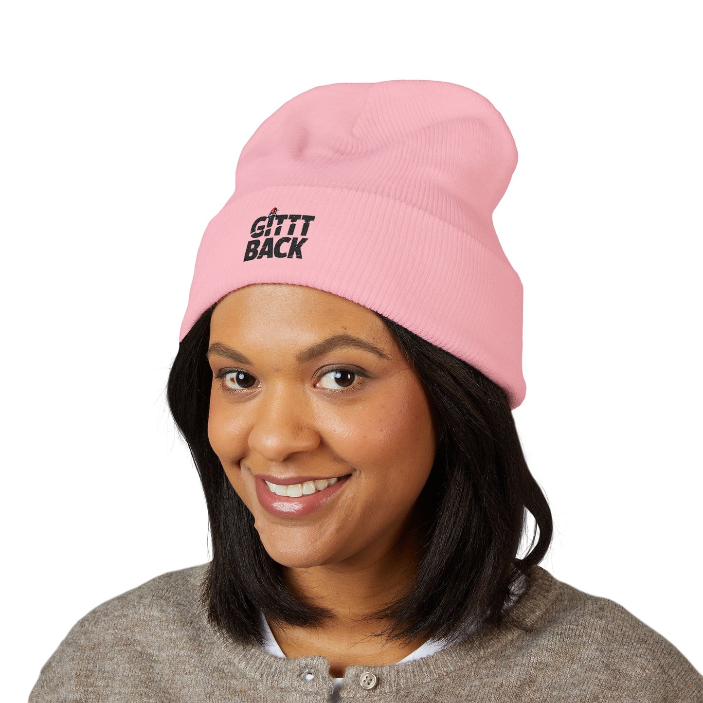GITTT BACK - Embroidered Cuffed Beanie — Motivational Knit Hat